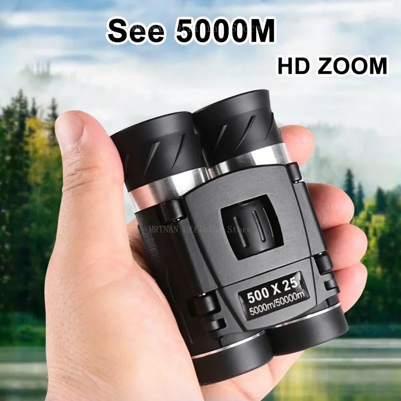 500X25 Portable HD Zoom 5000M/50000M Binoculars Telescope Powerful Folding Long-Distance Vision Hunting Outdoor Camping Sports