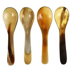 4Pcs Horn Coffee Spoon Dessert Scoop Mini Stirring Ox Soup Horns Spoons Banquet Espresso Golden Handle Tableware Kitchen Utensil