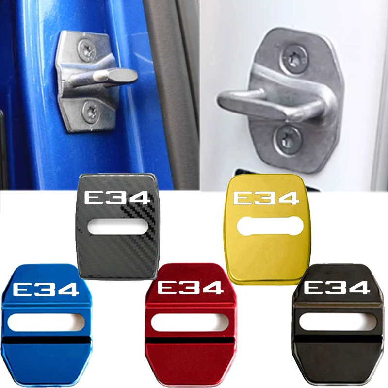 4PCS Car Door Lock Covers Logo Case Decals Anti-rust Protection Buckle Stickers for BMW E34 Emblem Stainless Steel Accessories