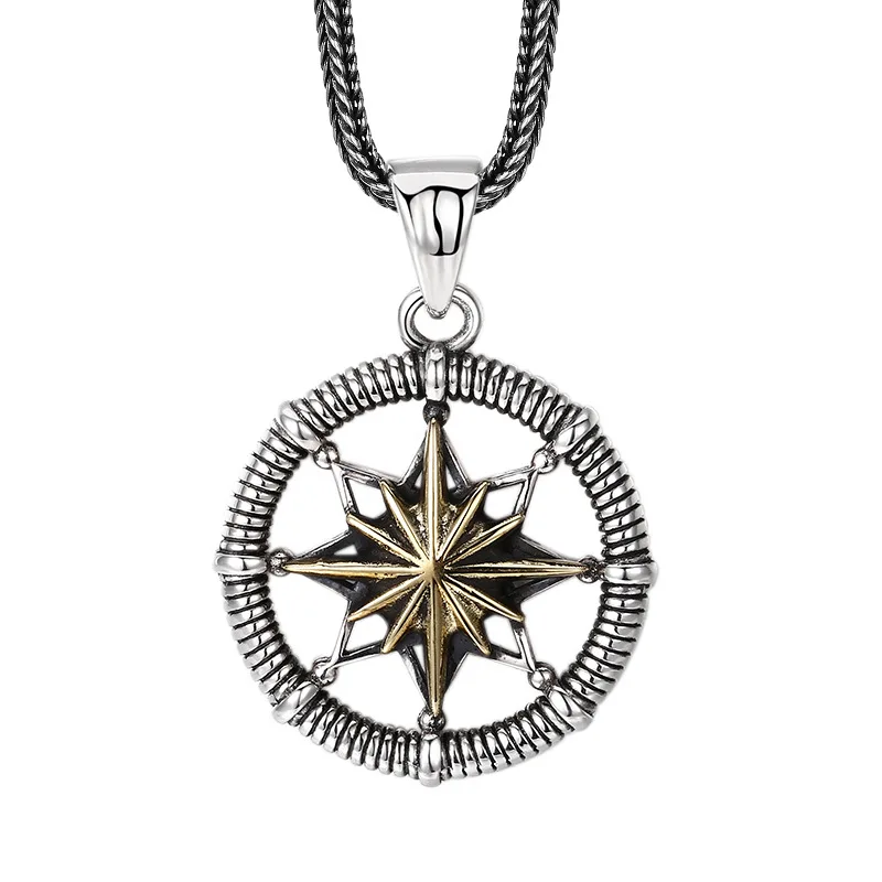 Imagem -06 - Sterling Silver Vintage Starry Leme Pendant Presente Elegante para Homens e Mulheres Novo Bocai-s925