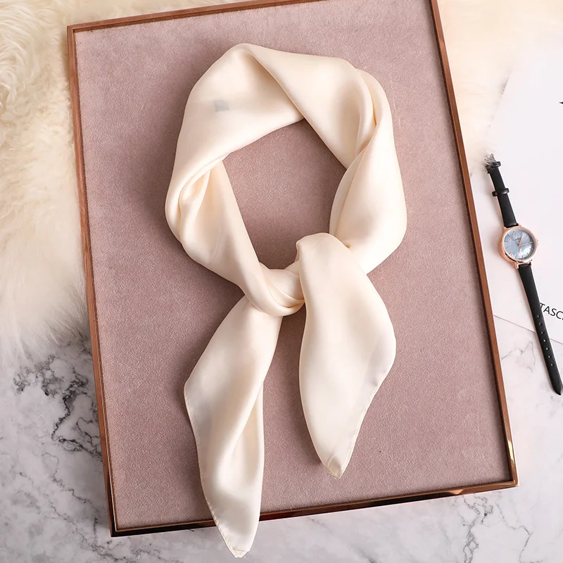 Fashion Print Silk Hairbands Scarf Women 2024 Spring New Elagant Solid Bandana Neck Kerchief Head Bands Foulard Female Scarfs