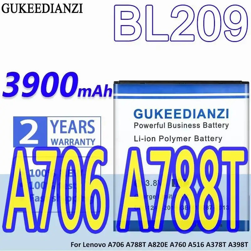 

For Lenovo A706 A788T A820E A760 A516 A378T A398T 3900Mah Safe Mobile Phone Battery BL209