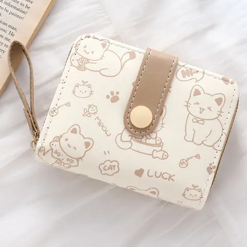 Carteras de gato bonitas para mujer, tarjetero, monederos pequeños con bolsillo para monedas con cremallera, bolsos de mano cuadrados de alta calidad