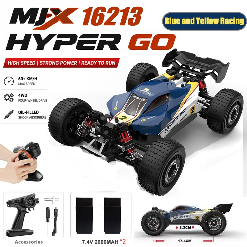 Voiture RC MJX Hyper Go 16212 16213 16218 1/16 4WD, 60 km/h, voiture de course RC sans balais, télécommande 2.4G, jouets de camion tout-terrain