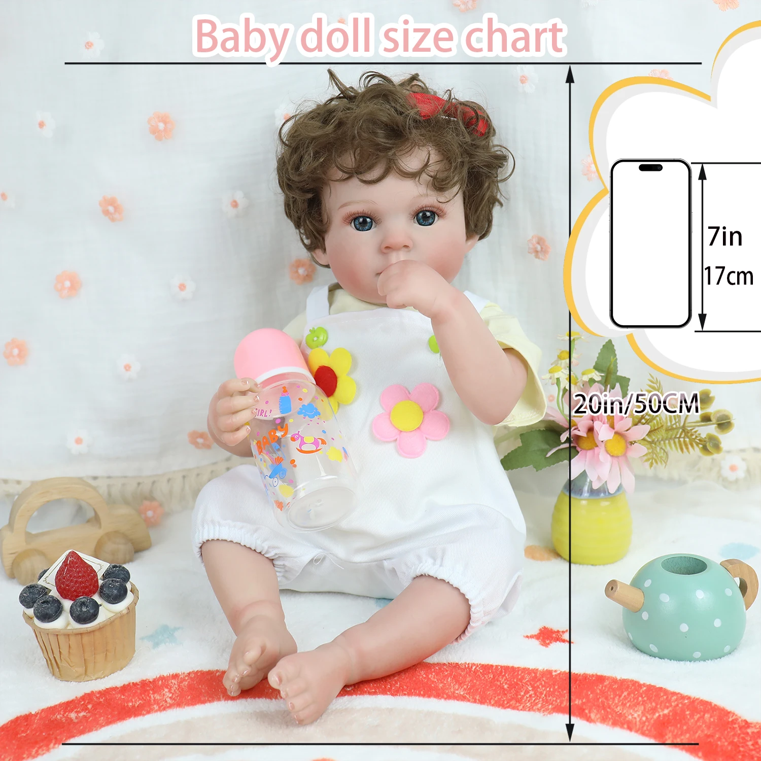 50 سنتيمتر الانتهاء رسمت تولد من جديد دمية طفل فتاة نابض بالحياة الوليد طفلة كامل الجسم سيليكون الفينيل لينة الصغار هدية الكريسماس لعبة #1