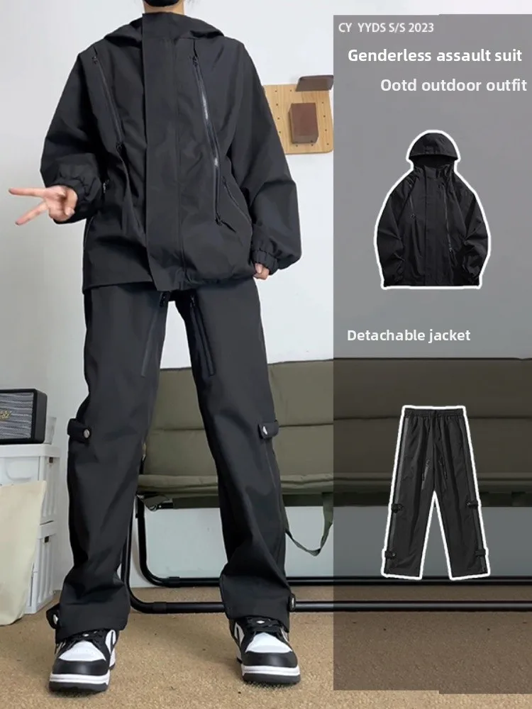 

American Sle Northeast Tee-Proof Men's Skiing Ice Silk Workwear Pants Summer Waterproof Snowboarding Trendy Streetwear Set