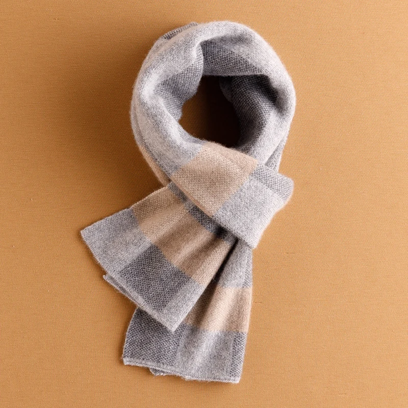 Men Scarf 100% Goat Cashmere Knitted Winter Soft Keeping Warm 180*28cm Scarves For Male FJ01