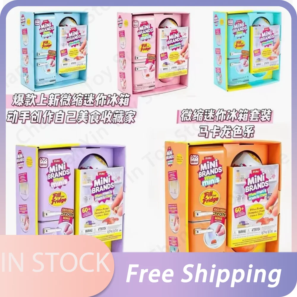 

In Stock Genuine Zuru Mini Brands Mini Fridge Set With Original Packaging Blind Box Openable Fridge Door Anime Figure Mystery