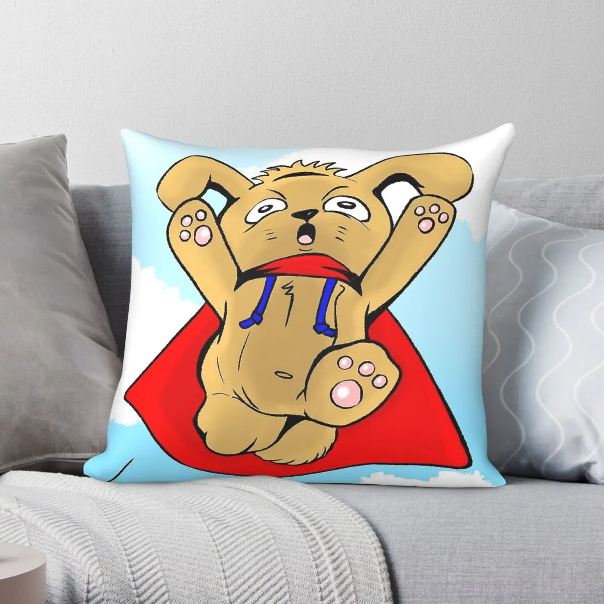 Bunny Hero Crazy Rabbit Square Pillowcase Polyester Linen Velvet Creative Zip Decor Pillow Case Sofa Cushion Case 45x45