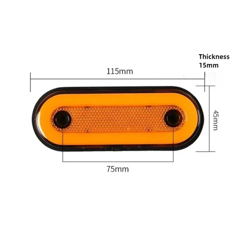 1 قطعة مصباح LED جانبي عالي الوضوح، مصباح تصفية كهرماني 12 فولت/24 فولت مع عاكس لسلامة جميع الأحوال الجوية على الشاحنات والمقطورة #3