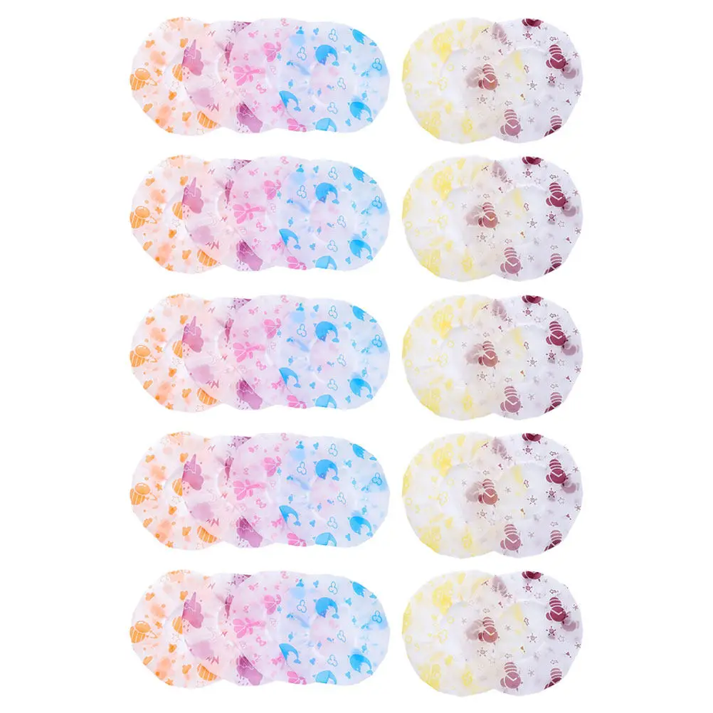 

30Pcs Elastic Waterproof Shower Caps Reusable Large Hair Cap Cute Print Shower Bonnet for Women Waterproof Hair Cap