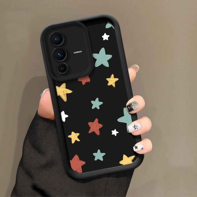 Painting Color Stars Case For VIVO V25 V25E V23 V23E V21 V19 V9 V20 V17 V15 V11 V5 Lite Pro Silicone Soft Shockproof Phone Cover