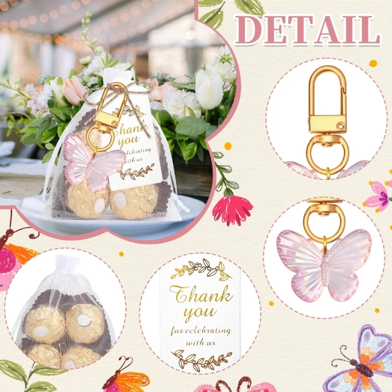 

10 Pcs Butterfly Keyrings Pendant Keyholders Stylish Keychains Cartoon Animal Keychain Car Rings for Bag Decoration