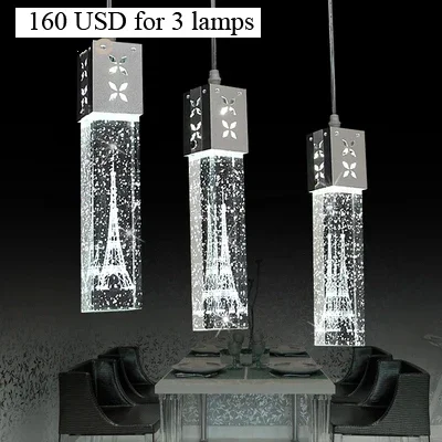 Modern Led bar counter lamp single crystal bubble column three head pendant light lighthouse column lights