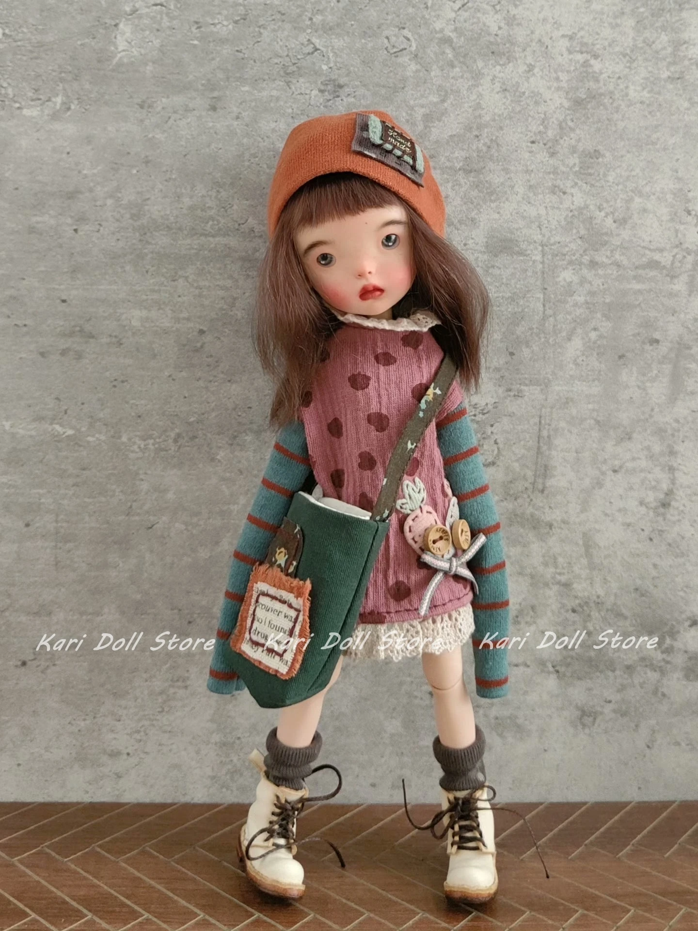 

Kari Doll Одежда и юбки 2025Розовый комплект в горошек в зеленую полоску для куклы Landazz Landoudou ob24 ob22