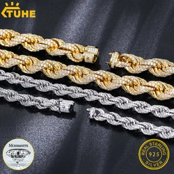 TUHE High Quality Moissanite Rope Chain S925 Silver Man Moissanite Necklace With Certificate For Men Women Hip Hop Jewelry Gift