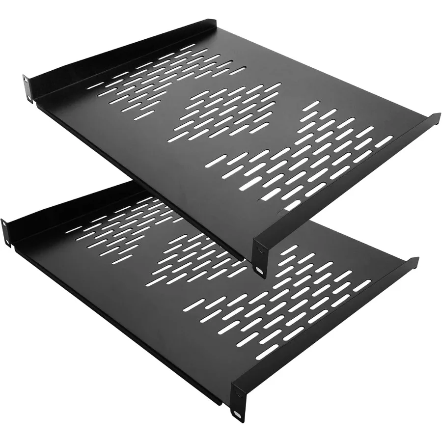 

2 PCS 1U Server Rack Shelf 19 RackMount Trays 16 Inches Vented Cantilevers for Server Network Equipment Mounting 40 CM Depth Bl