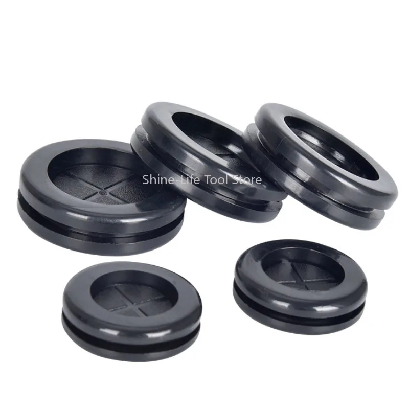 Hole Dia 16~100mm Double-sided Rubber Black Round Grommet Protective Coil Electric Box Inlet Outlet Seal Ring Dust Plug Cover image 3