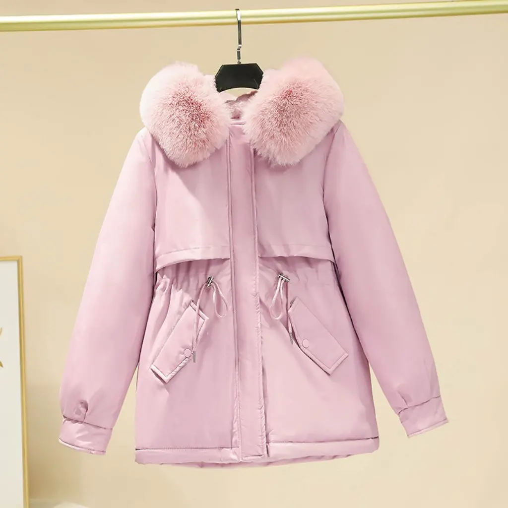 Damesjack met katoenen vulling, met fleece gevoerd, verdikt, Koreaanse stijl, losvallende winterjas, snoekkleding
