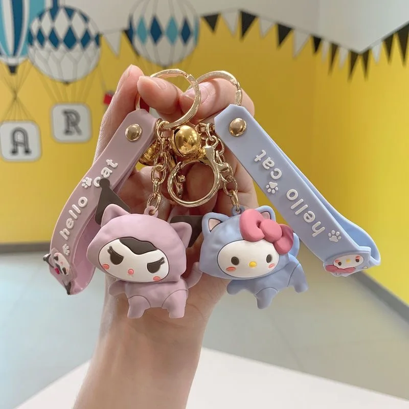 Kawaii سانريو مرحبا كيتي المفاتيح كورومي الكرتون بلدي ميلودي سيارة مفتاح سلسلة سينامورول ظهره قلادة كيرينغ الهدايا اللعب