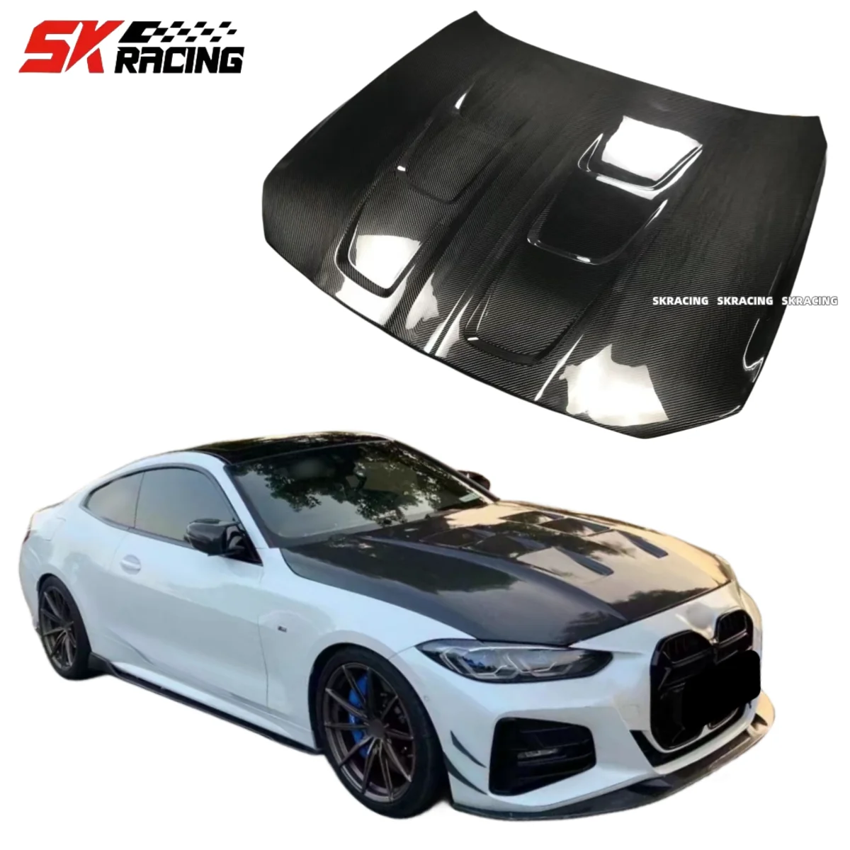 

Real Dry/Forged Carbon Fiber Hood Replacement Cover Trim For BMW M3 M4 G80 G82 2021-2023 Front Hoods Panel Engine Car Body Kits