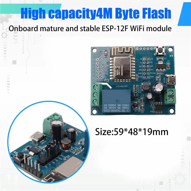 24-Hour Delivery WIFI Relay Controller Module, DC 5V 8V-80V Wireless Controller Module ESP-12F For IOT Smart Home APP
