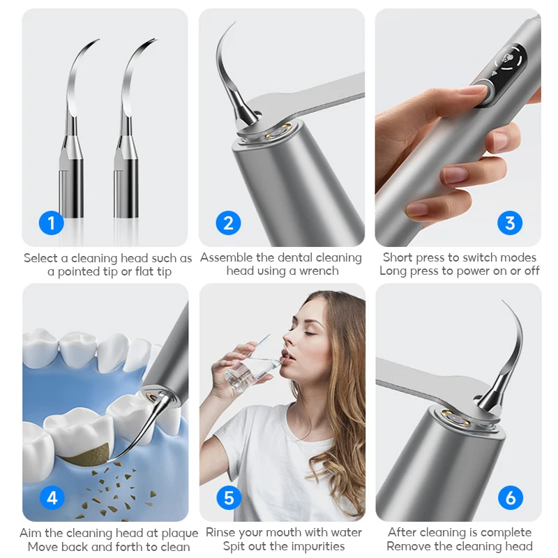 MeeGoo M1Pro Visual Ultrasonic Teeth Cleaner, 39000Hz Vibration, IPX6 Waterproof, 5 Cleaning Modes, APP Connected, Type-C Chargi view 6