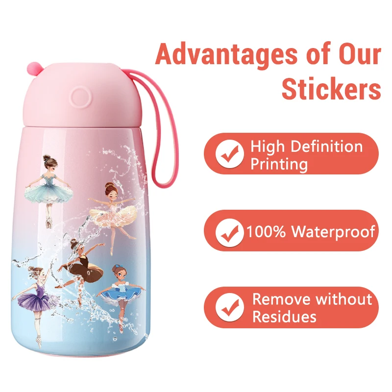50 шт., красивая балерина для девочек, прозрачная наклейка, мультяшный танцевальный телефон, гитара, ноутбук, чашка для воды, украшение для скейтборда, граффити, наклейка