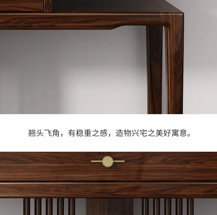 غرفة معيشة على الطراز الصيني الجديد، خزانة مدخل خشبية من خشب Ugyen الصلب الضيق للغاية #3