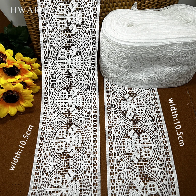 5yard Lace Fabric Sewing Classic Crown Flag DIY 10.5cm Milk Silk Wedding Decoration Women Skirt Curtain Dress Accesories