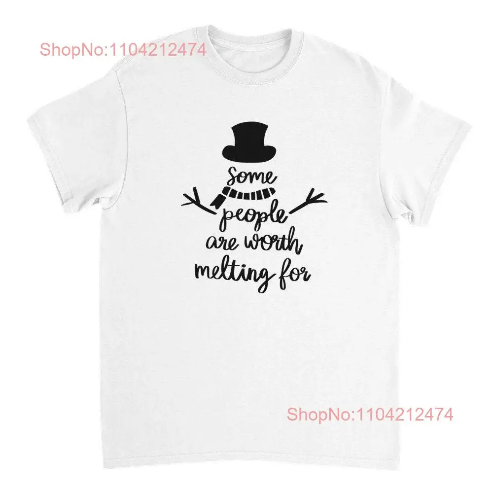 Some people are worth melting for 100 Heavyweight cotton Crewneck T shirt christmas snowman festive xmas hat scarf black