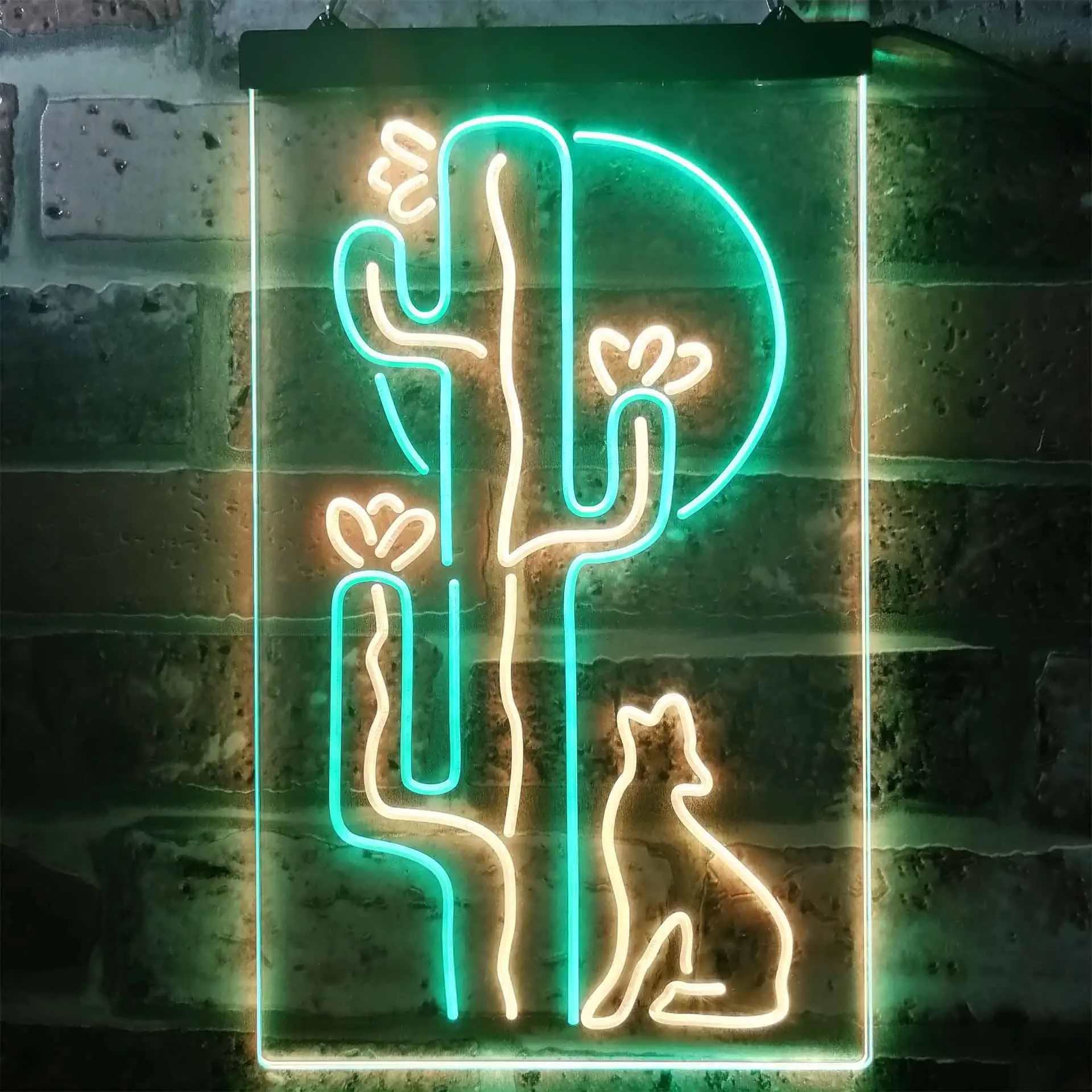 

Cactus Wolf with Moon Room Light Dual Color Led Neon Sign st6-i3217