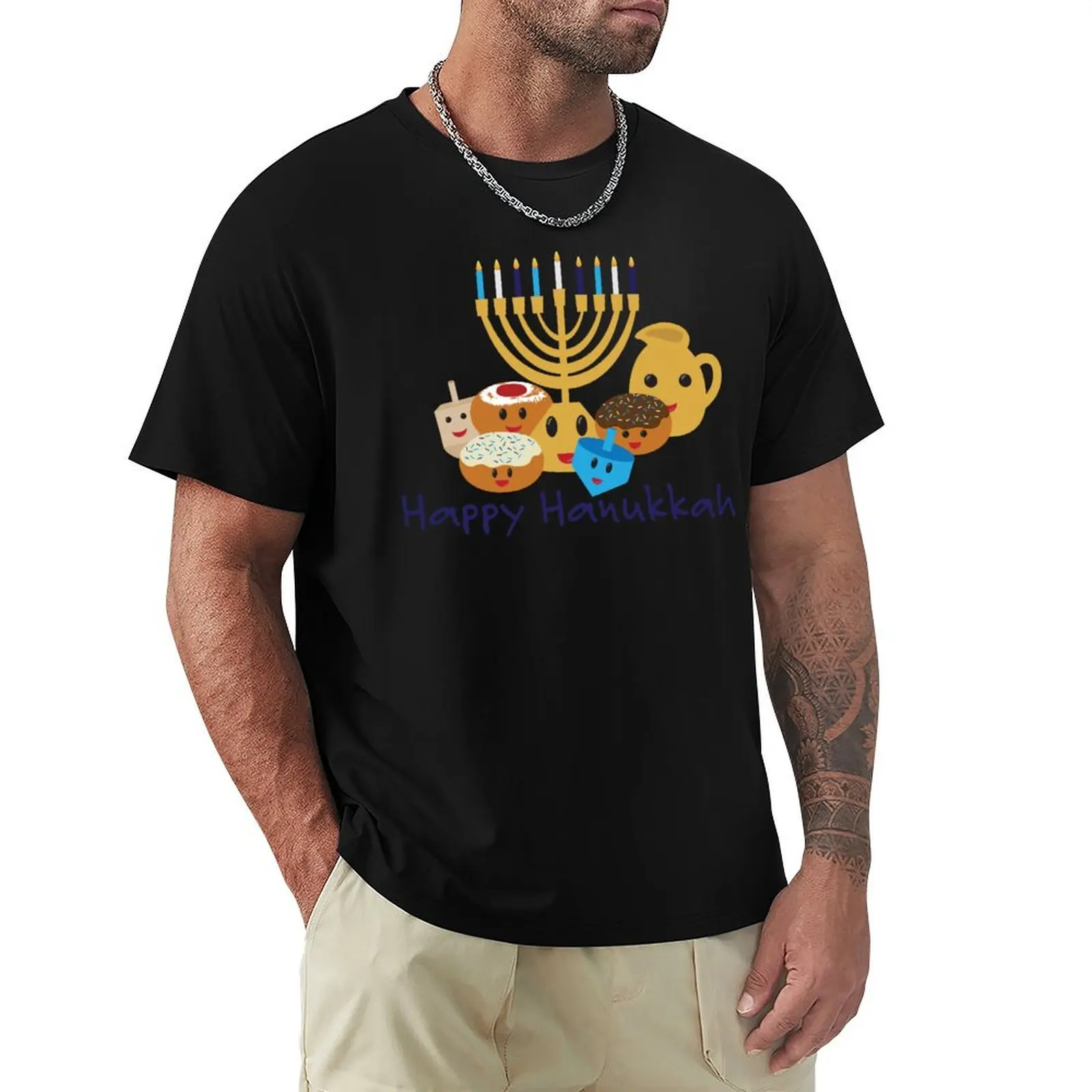 

Happy Hanukkah and cute Hanukkah characters T-Shirt custom t shirt hippie clothes Louboutins mens graphic t-shirts anime