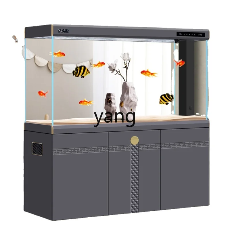 

Yjq Fish Tank Living Room Ecological Large Bottom Filter Partition Floor Intelligent Aquarium Screen Home Super White