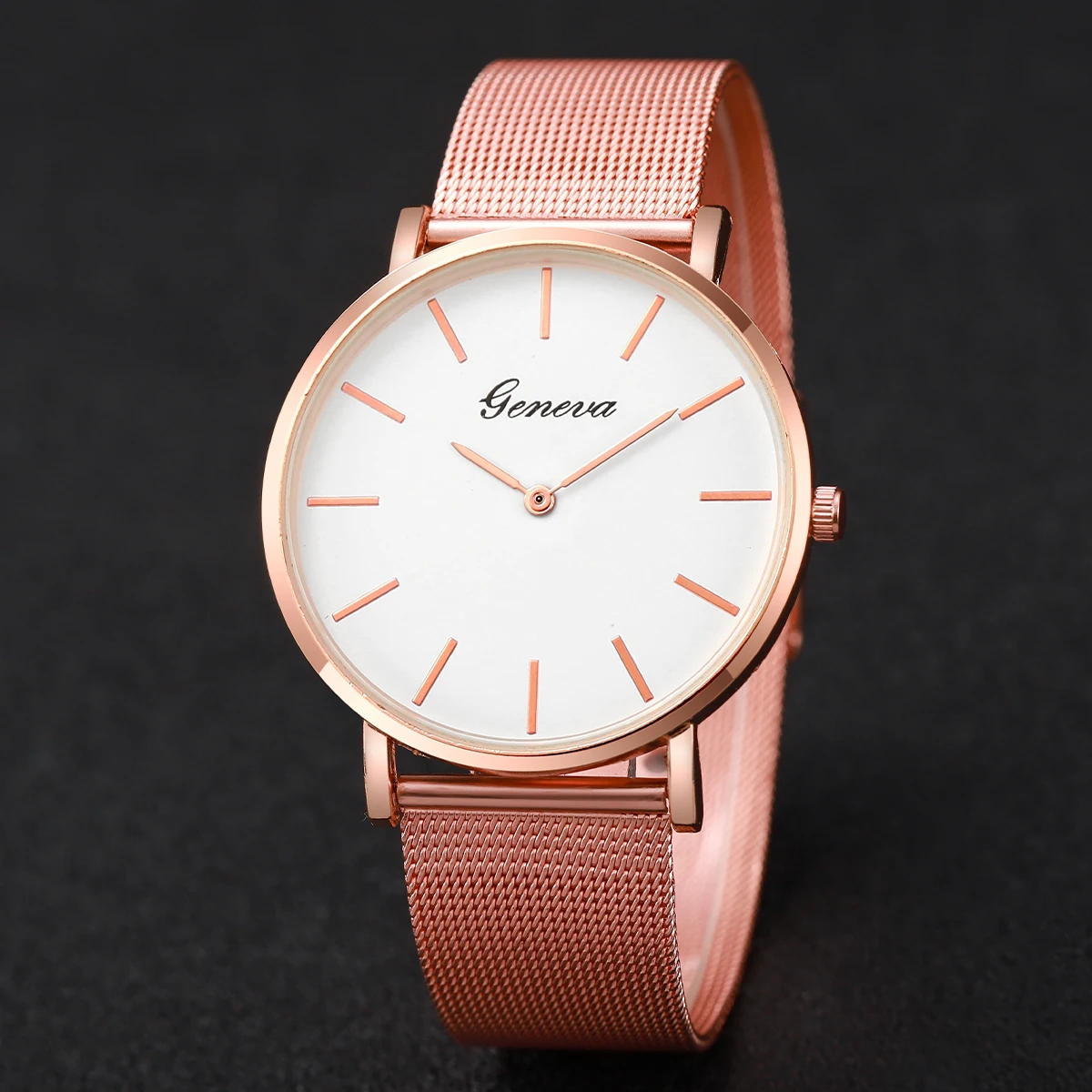 Montre à quartz décontractée avec bracelet en or pour femme, montre à cadran rond, mode melon al, ensemble de 6 pièces