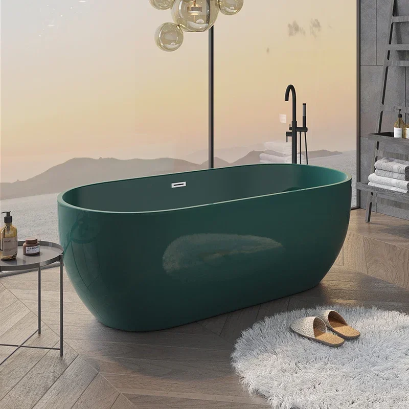 Color acrylic bathtub adult household small apartment black mini freestanding removable bath