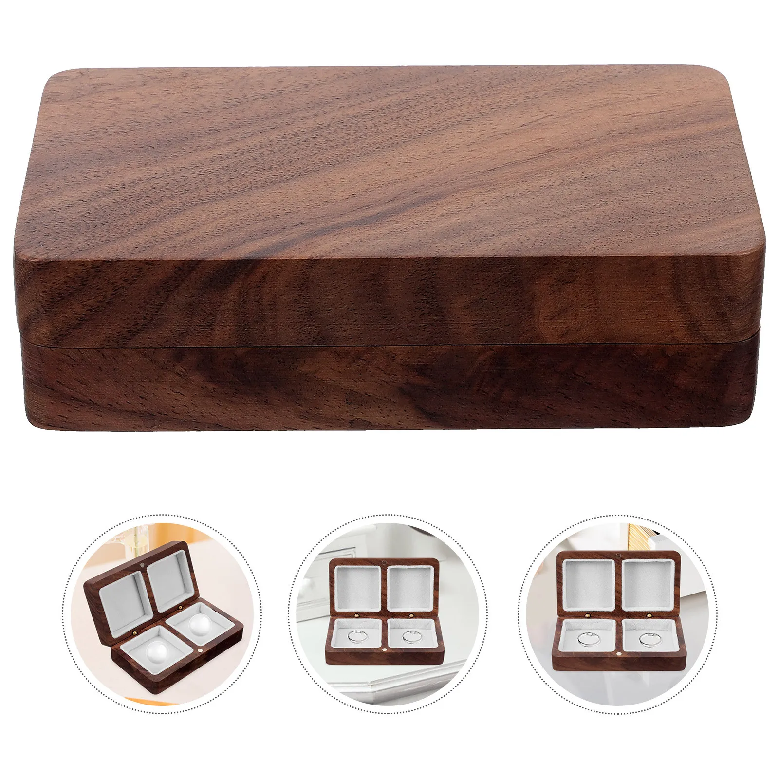 

Wooden Ring Box Large Capacity Sturdy Wedding Ring Holder Engagement Jewelry Storage Decorative Display Case Jewelry Box