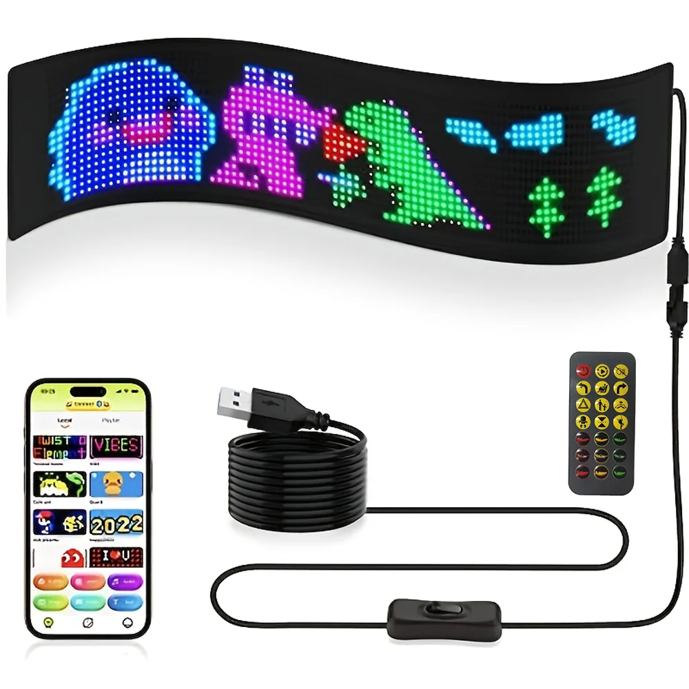 LED-Schild, flexibles Matrix-Panel, Devil Eyes, programmierbarer LED-Bildschirm, DIY-Animationstext mit App-Steuerung für das Windschutzscheibenladen im Auto