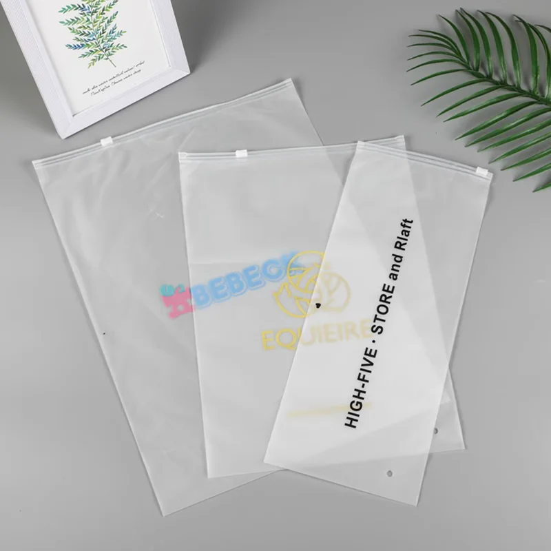 50PCSCustom Storage Frosted Zipper Bags Home Clothing Shirts Business Small Business Packaging Product Bags Print Your Own Logo