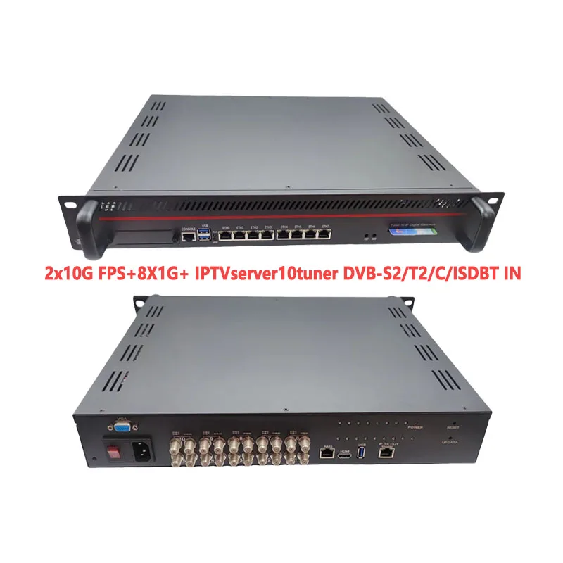 IPTV Streaming Server Tuner to ip Live + On-demand RF to IPTV DVB-S2 DVB-T2 DVB-C ISDBT Receiver Demodulator TV System All-in