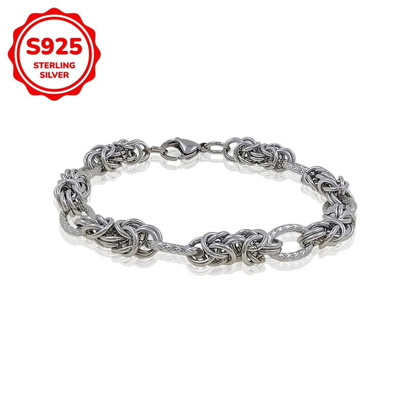 

Мужской браслет из серебра 925 пробы в стиле хип-хоп с толстой цепью и геометрическим дизайном, идеально подходит в качестве праздничного подарка для мужчин.