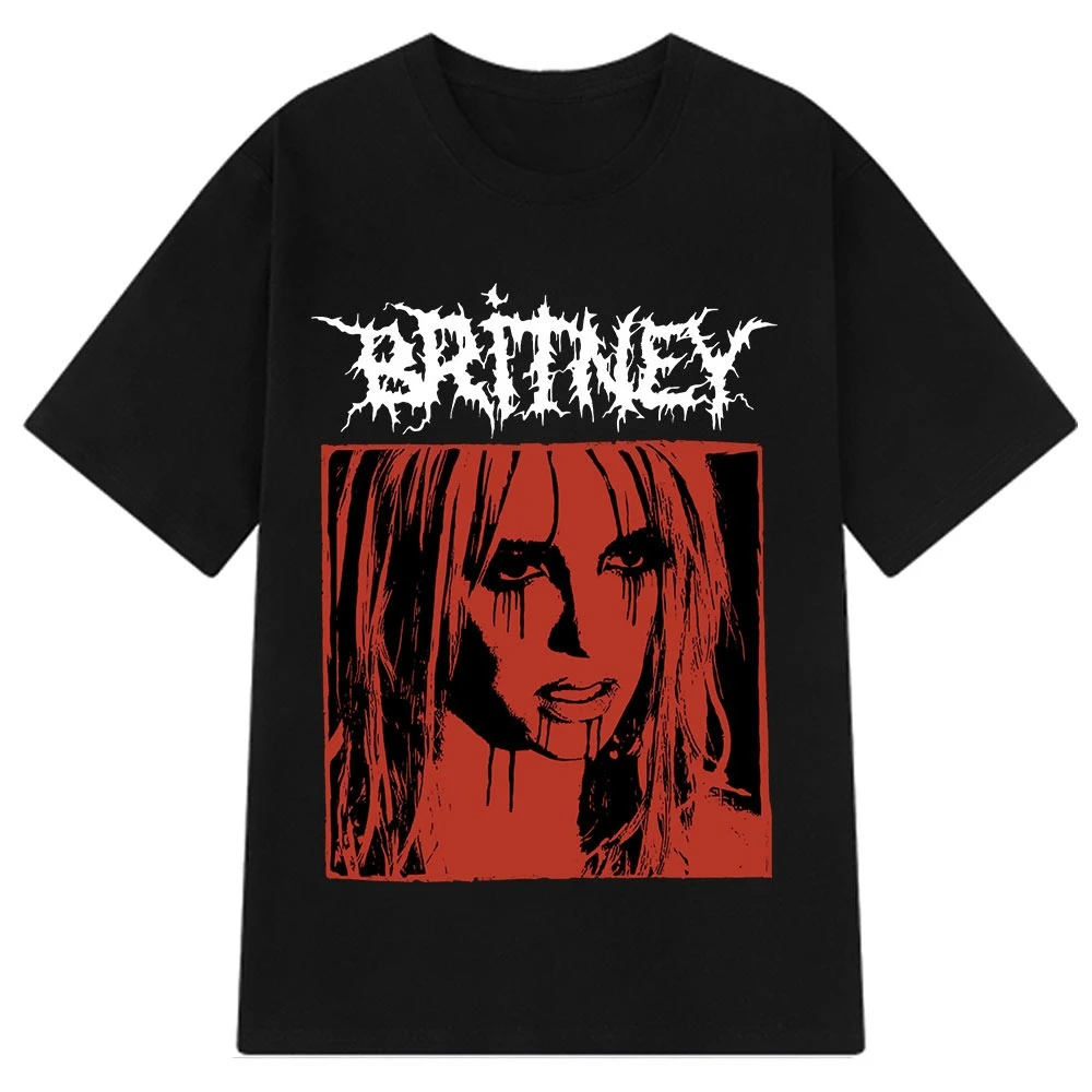 2026 New Britney Spears Metal Rock Graphic Vintage T-shirt Men Women Fashion Hip Hop T Shirts Short Sleeve Pure Cotton T Shirt