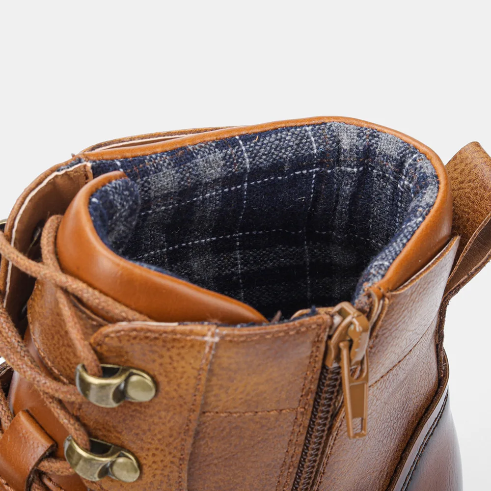Plus size 50 Men Boots Side Zipper Men Leather Boots Retro Motorcycle Boots Wear-resistant Comfort Quality Male Ankle Boots New - view 4