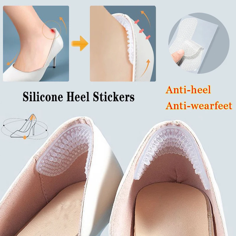 Transparent Silicone Heel Stickers Heels Grips for Women Men Anti Slip Heel Cushions Inserts Pad Pain Relief Foot Care Protector