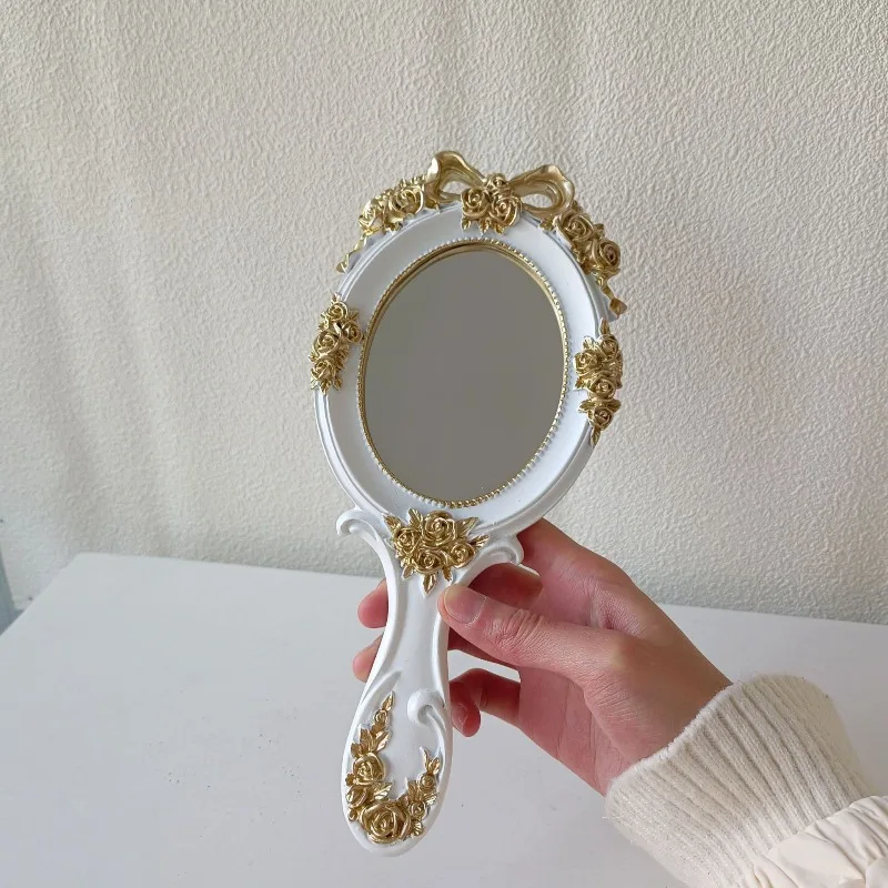 Miroirs de maquillage portables Vintage haute définition, 1 pièce, Ellipse Baroque, petit miroir de maquillage, cadeaux élégants pour filles
