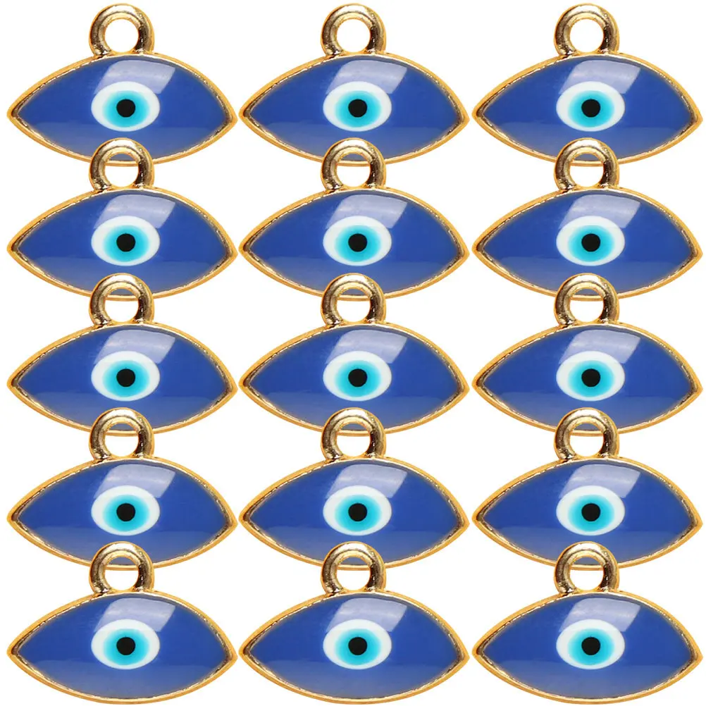 

50 шт. высококачественных подвесок-шармов в форме глаза из сплава для изготовления ювелирных изделий своими руками, украшений, ожерелий, браслетов, серег, декора, элементы в стиле «Злой глаз»