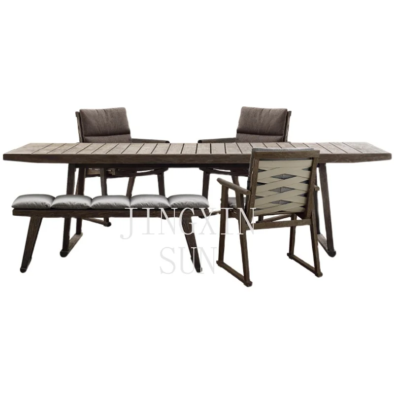 Teak outdoor tables and chairs courtyard villa leisure open-air waterproof bed and breakfast outdoor terrace anti-corrosion