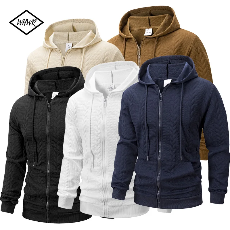 

Men's Zip Hoodie Jacket Hooded Sports Outdoor Daily Basic Casual Autumn Winter Knit Jacquard Hoodies Sweatshirts Cardigan Jacket