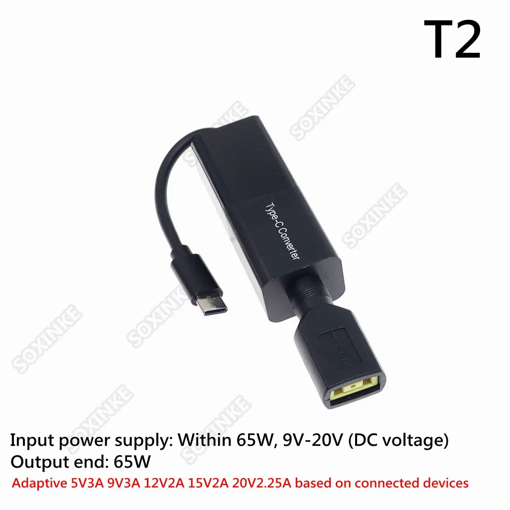 Adaptador USB C a Punta Delgada, cargador cuadrado de 100W, convertidor a tipo C para Lenovo Thinkpad, Samsung S8/S9/Note, Surface