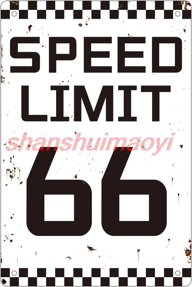 WEBEEDY Funny 66 Speed Limit Retro Metal Tin Sign Man Cave Outdoor Accessories Thick Tinplate Print Poster for Home Yard Ga SGH